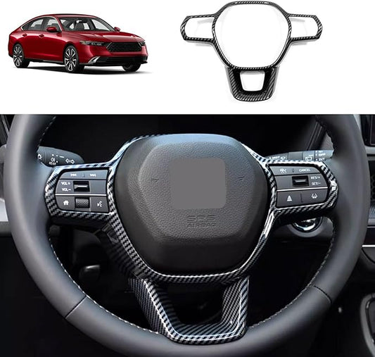 Interior Button Panel Cover Trims Surround Frame Cover Trim Compatible with Honda Accord 2023 2024 Interior Car Accessories ABS 1PC(Carbon Fiber Style)