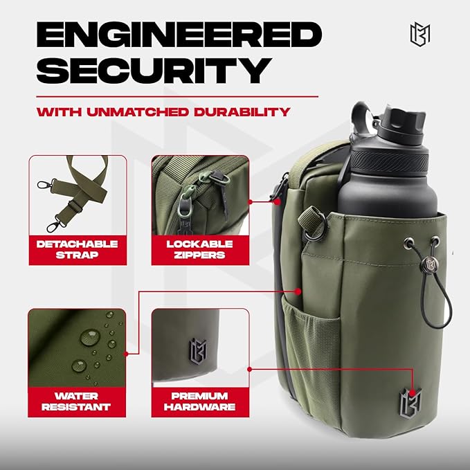 Magnetic Bottle Bag Sling Bag for Men and Women | Gym Bag for Gym, Travel, Work, and Sports | Keep Your Items off the Dirty Gym Floor With Magnetic Attachment (Green)