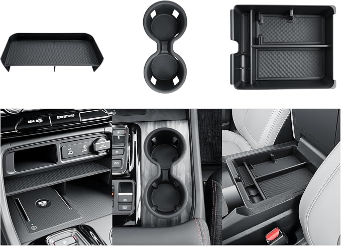 BIBIBO 3Pack for 2026 Honda Pilot Console Organizer 2026 Honda Pilot Center Console Insert Tray +Cup Holder+ Pilot Insert Divider Slot Box Secondary