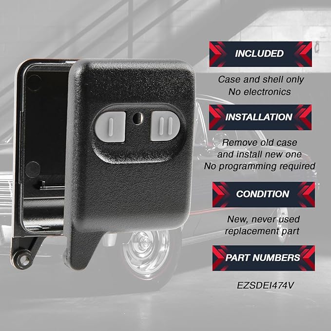 2 Case Shell Key Fob fits Viper Hornet DEI Hyundai Rattler Aftermarket Alarm Keyless Entry Remote (EZSDEI471)