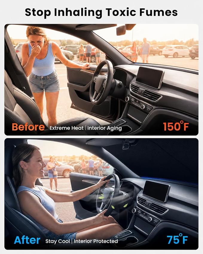 REEVAA 2026 3rd Pro Windshield Sunshade for 2018-2026 Honda Accord | Dual-Layer Heat & Sun Defense, OEM Design | Foldable Sun Shade Car Accessories with Storage Bag