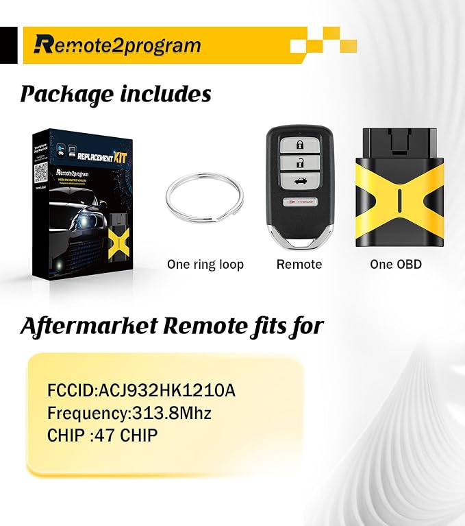 Self Programmable Car Key Fob Smart Keyless Entry Remote Replacement for 2013-2015 Honda Accord/2014-2015 Honda Civic with FCC: ACJ932HK1210A (4 BUTTON/ACJ932HK1210A)