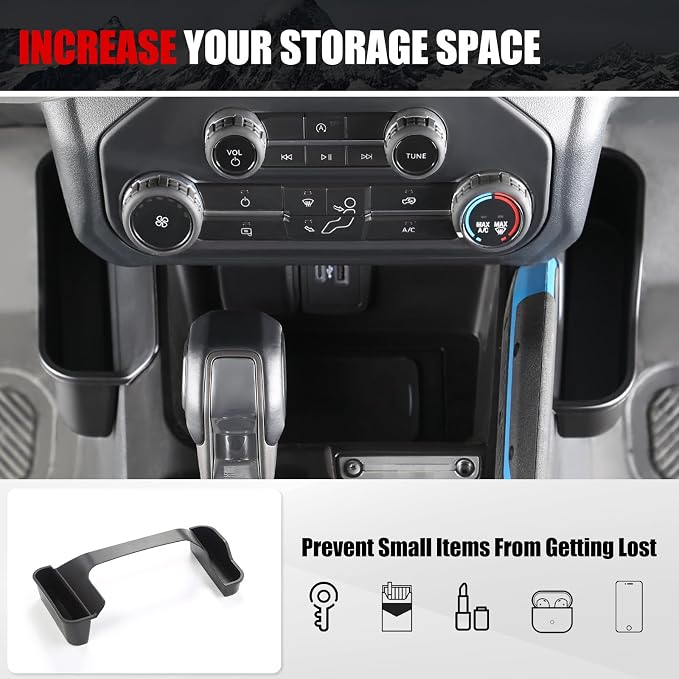 Mabett Storage Organizer Set for Ford Bronco 2025 2026 Accessories (Not for Manual Transmission and Bronco Sport) with Central Control Storage Set, Door Handle Storage Compatible with Ford Bronco