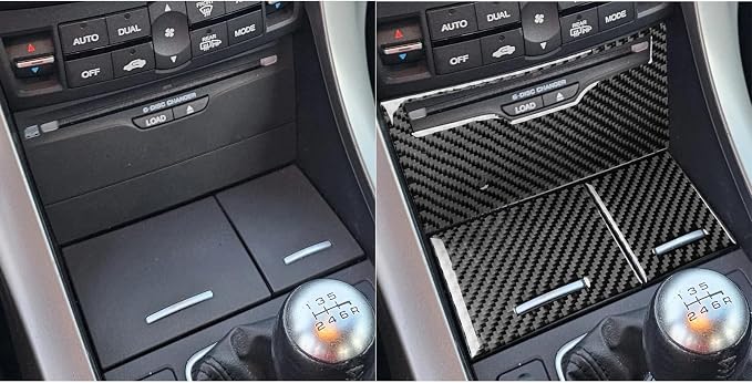 Black Soft Carbon Fiber car Interior Water Cup Central Control Storage Box Set 3/Piece Decorative Stickers Suitable for Acura TSX 09-14 Carbon Fiber car Interior