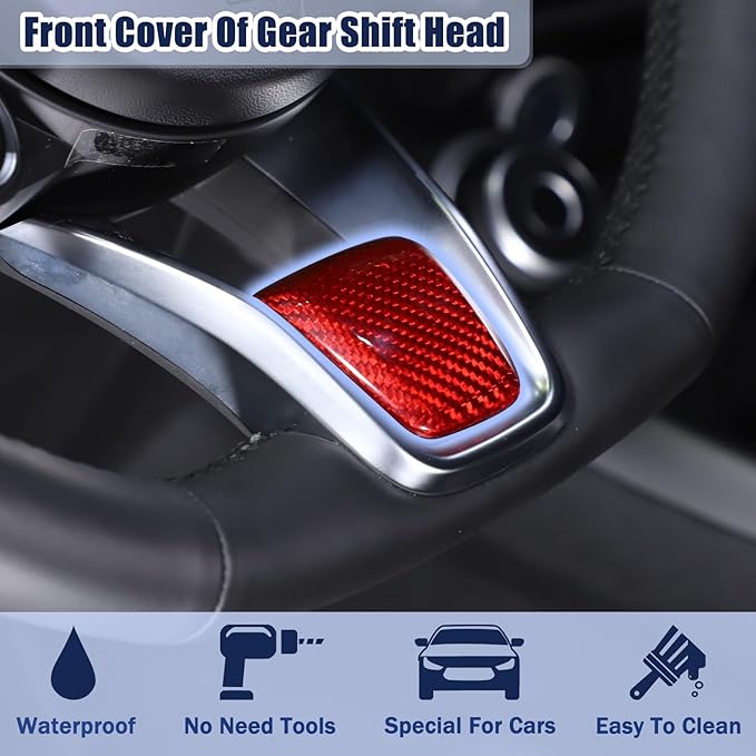 Carbon Fiber Central Steering Wheel Trim Strip Compatible with Alfa Romeo Giulia Stelvio Tonale 2020 2021 Steering Wheel Bottom Decoration Panel Cover Auto Accessories (Red)