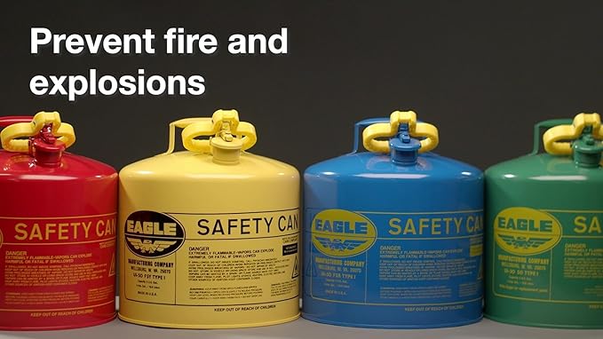 Eagle 5 Gallon Type I Yellow Safety Gas Can for Diesel with Flame Arrester, Self-Closing Lid, and F-15 Funnel, Made in the USA, Galvanized Steel Flammable Storage Can, UI50FSY