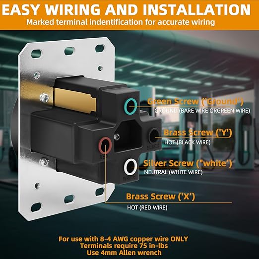 NEMA 14-50 Outlet for EV Charging,50 Amp EV Charging Receptacle,14-50R EV Outlet,50 Amp Straight Blade Device Receptacle,3-Pole 4-Wire,125/250V,for Electric Vehicles RVs Large Appliance,ETL Listed.