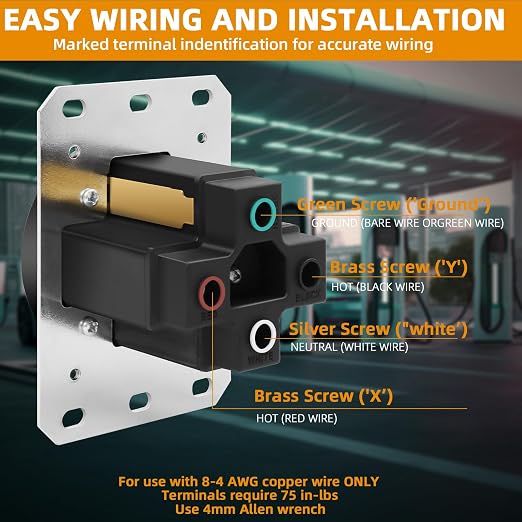 NEMA 14-50 Outlet 50 Amp EV Charging Receptacle with Wall Plate,NEMA 14-50R EV Power Outlet,125/250 Volt,50 Amp EV Outlet for Electric Vehicle Charging,RV and Large Appliance,3-Pole 4-Wire,ETL Listed