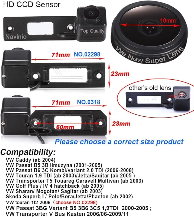 1280 * 720 Pixels car Rear View Backup Vehicle Camera Replacement for VW Jetta Caddy Passat B5 B6 3C Touran T5 Touareg Caravell Multivan Sagitar Golf Sharan Magotan Skoda Superb Polo Bora Phaeton