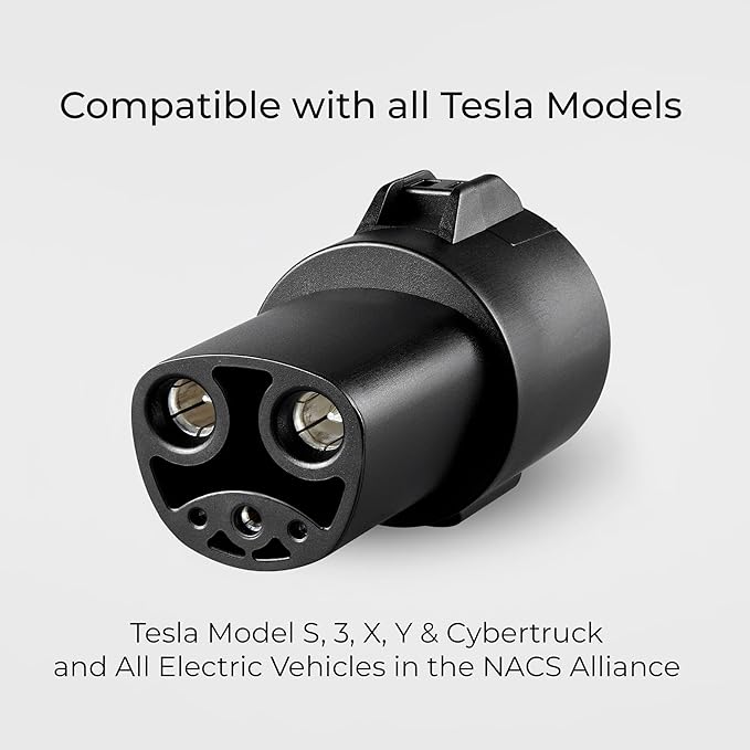 Lectron J1772 to Tesla Adapter 80 Amp (240V) - EV Charging Adapter Compatible with Tesla Model S/3/X/Y/Cybertruck and All Electric Vehicles in the NACS Alliance (Black)