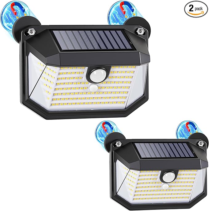 LUHLEE 178 LED Magnetic RV Solar Lights Outdoor, 800LM Ultra-Bright RV Porch Light with Motion Sensor, Strong Magnets IP65 Waterproof rv Lights Exterior for Awning Camper Trailer Porch (2 Pack)