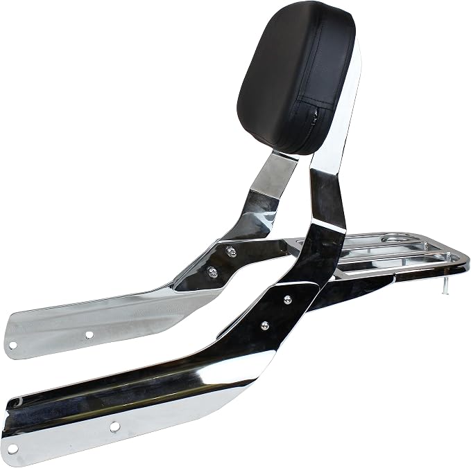 YHMOTO Passenger Sissybar Backrest with Luggage Rack Fits for Honda VTX 1300 1800 N/R/S Models 2002-2008 (Style B-Chrome)