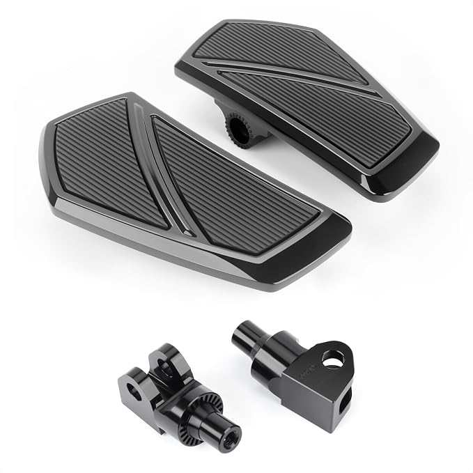Anti-Slip Rider Floorboards Compatible with Honda Rebel 300 500 CMX300 CMX500 2017-2025 Front Footpegs Driver Aluminum Highway Pegs Accessories (Gloss Black B)