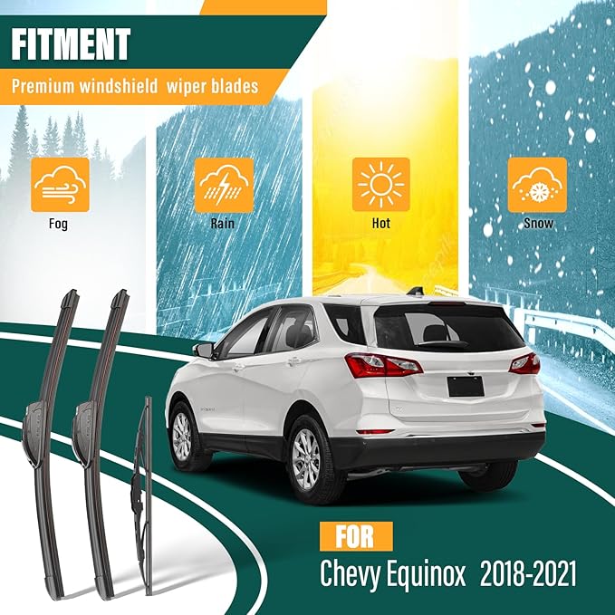 Windshield Wiper Blades Replacement for Chevy Chevrolet Equinox 2018 2019 2020 2021,Original Equipment Replacement Front Rear Wiper Blade Set - 24" 18" 13" (Set of 3)
