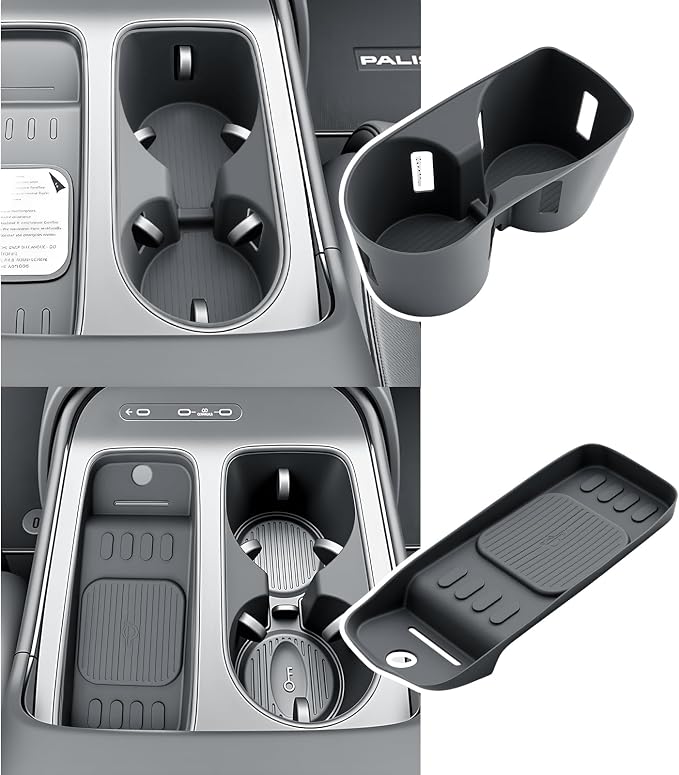 BIBIBO 2Packs for 2026 Hyundai Palisade Center Console Cup Holder 2026 Hyundai Palisade Console Wireless Charging Mats & Console Cup Holder Insert 2026 Palisade Silicone Console Tray 2026 Palisade