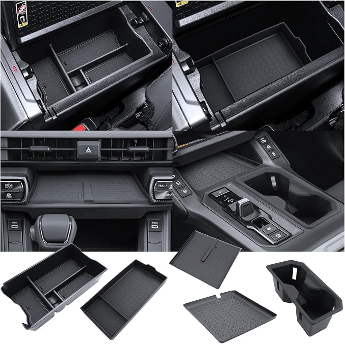 (5PCS) 2026 R AV4 Center Console Organizer for 2026 Toyota RAV4 (6th Gen) Armrest Storage Box & Center Console Cup Holder & Wireless Charging Pad & Shifter Front Mats 2026 R AV4 Interior Accessories