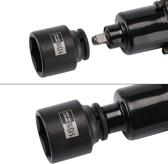 Mayouko 4PCS 1/2" Drive SAE Spindle Axle Nut Impact Socket Set, 1-13/16, 1-7/8, 1-15/16, 2 Inch, 6 Point, CR-MO, Standard