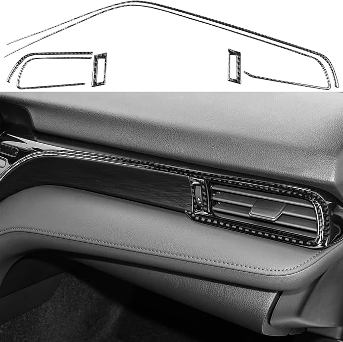 NVCNX Real Premium Carbon Fiber for Toyota Camry Accessories 2018-2024 2019 2020 2021 2022 2023 SE/LE/XSE/XLE/SE Nightshade/L/TRD Gas Hybrid Car Dash Air Vent Frame Cover Interior Trim Sticker 6PCs