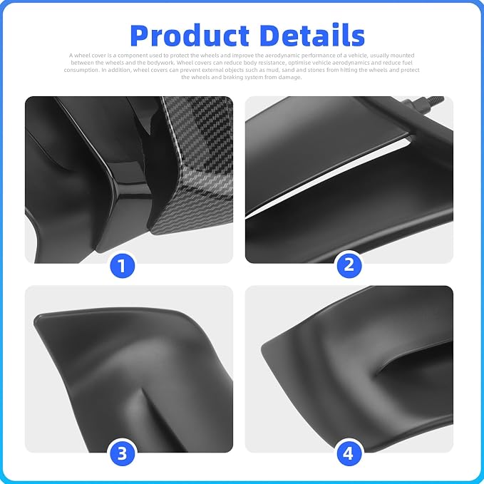 for Panigale Accessories Motorcycle Fairing Wind Fin Air Deflector Black Side Spoiler Wing for Ducati Panigale V4 V4S 2022-2024, Motorcycle Body Work Fairing Kits (Carbon Fiber Look)