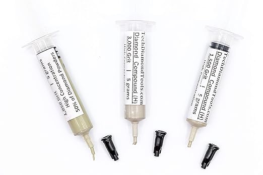 TechDiamondTools Kit of 3 Diamond Polishing Compound Polishing Paste USA Made 1050 1500 3000 Grit for Marble Glass Metal Rock Jewelry Resin Silver Gemstone with High Concentration of Diamond Powder