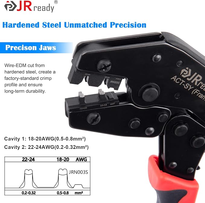 JRready ST6553 Crimping Tool ACT-SY-JRN003S Pin Extractor Tool Kit Male and Female Terminals 18-24AWG Wire Crimp Contacts Pin and Sockets Compatible with Molex .062” 3.68mm Pitch