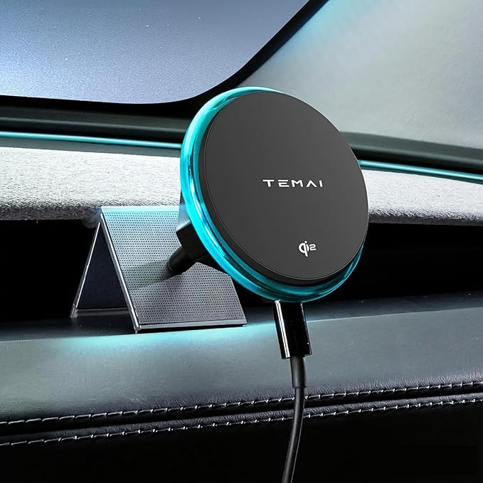 Persevere for Tesla Phone Mount Model 3 Highland 2024 & 2025, 15W Qi2 Wireless Charger Strong Magnetic Phone Holder for All 4-6.9'' Smartphones, Base Airvent Adjustable, Anti-Slip Mount