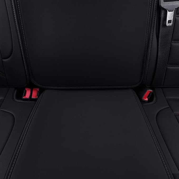 LUCKYMAN CLUB Rear Silverado Seat Covers Fit for 2007-2025 Chevy Silverado Sierra 1500 2500 3500 Crew,Double,Extended Cab with Water Proof Faux Leather (Black Rear Covers)