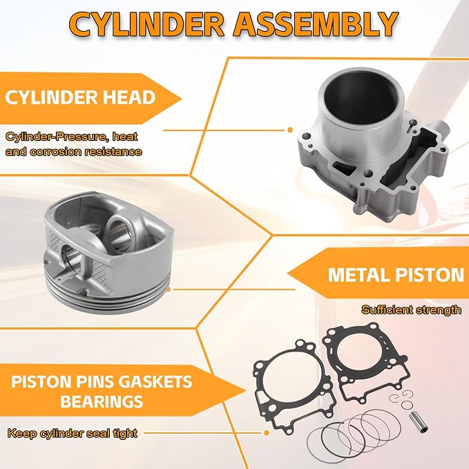 PANGOLIN 93mm Cylinder Piston Gasket Top End Rebuild Kit Bore fit for Polaris Sportsman 450/ Ranger 500 2017-2022, Replace OE 3022701