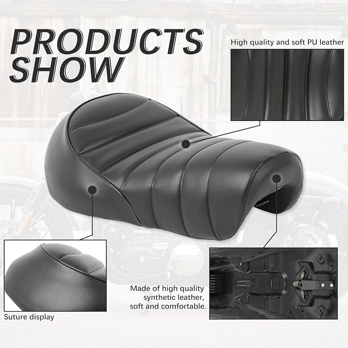 Motorcycle Driver Seat Seat Compatible with Harley Davidson 2016-2022 Sportster Iron 883 XL883N Models (Black-Driver)