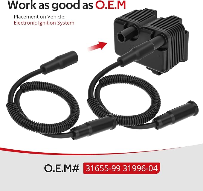 JAVIK 0.5 OHM Ignition Coil & Spark Plug Cable For Sportster 1200 Custom XL1200C/1200 Roadster XL1200R/Sportster XL883/883 Low XL883L/883 Custom XL883C 2004-2006 O.E.M# 31655-99 31996-04
