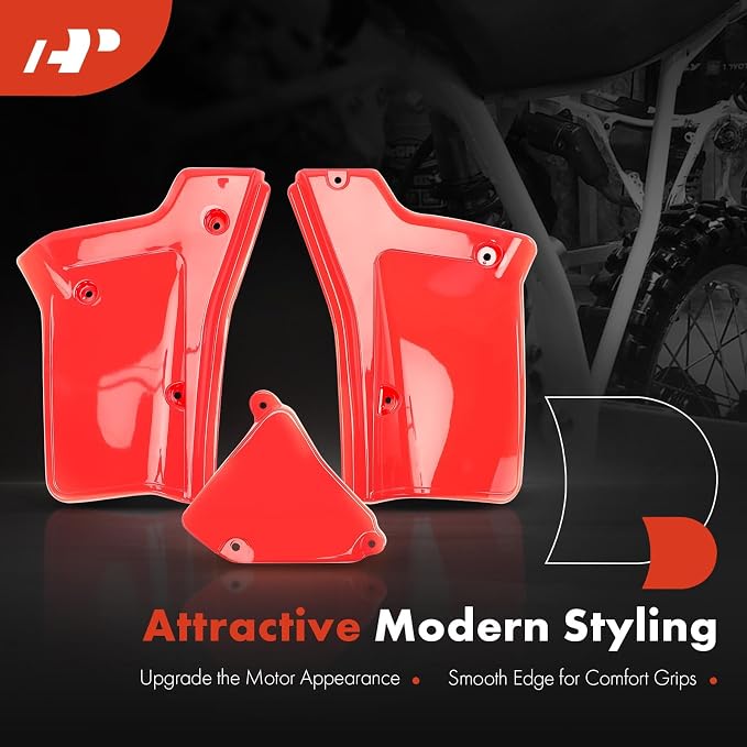 A-Premium Red Side Panels Covers Compatible with Honda Model | for XR200R 1984-2002, XR250R 1984-1985