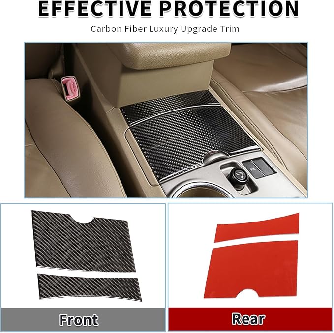 Soft Carbon Fiber Car Center Console Gear Shift Panel Decorative Stickers,for Toyota Highlander 2009-2013,4PCS (Black)