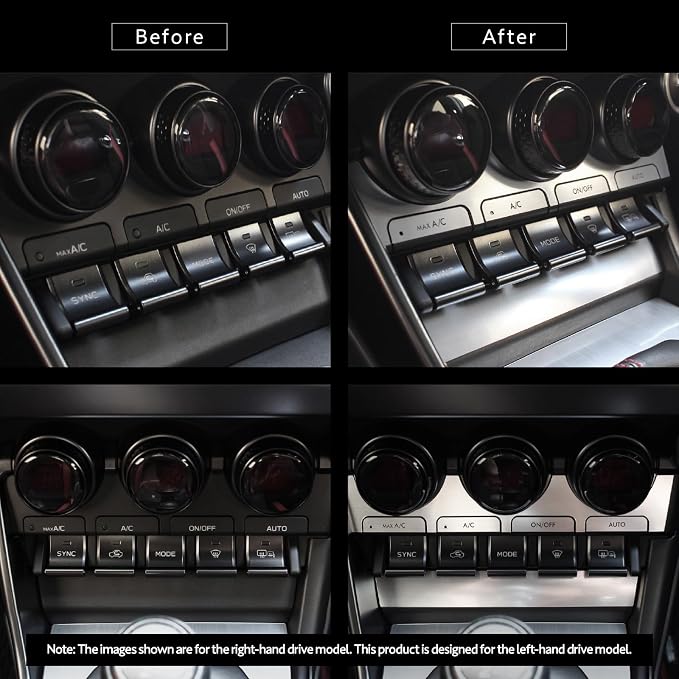 BARZA LHD Air Conditioning Control Panel for GR86 ZN8, Brushed Finish | Made in Japan. Custom-fit trim for GR86 (ZN8) 2021-2026 LHD models. Durable acrylic resin with a brushed metal-style finish.