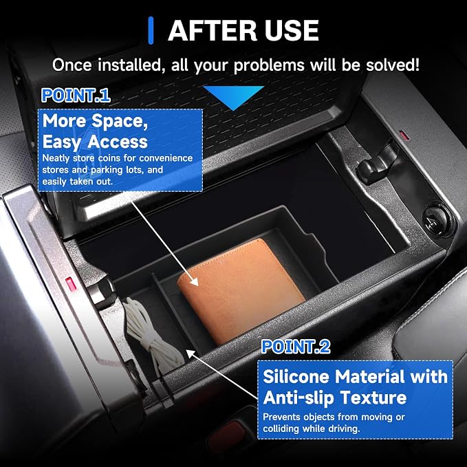 SXCY for 2026 Toyota RAV4 Center Console Organizer for 2026 Toyota RAV4 Accessories [Silicone Under Armrest Tray] for 2026 Toyota RAV4 Console Organizer Armrest Console Tray