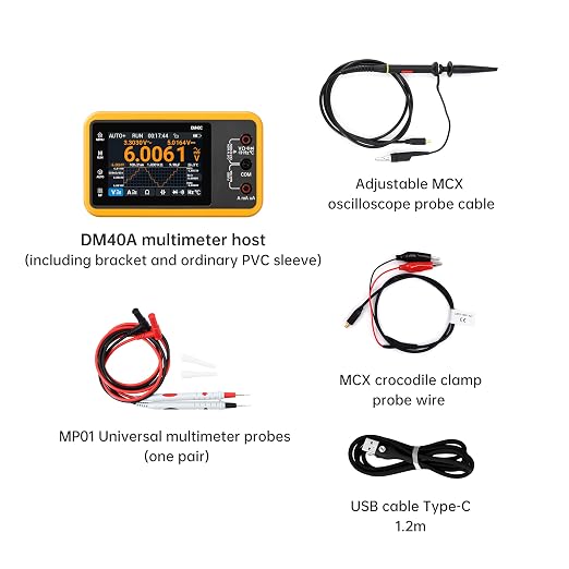 DM40A/B/C Digital Multimeter 59999 Counts, 4.5-Digit Rechargeable 3 in 1 Handheld Oscilloscope Multimeter Signal Generator,50M Sample Rate, Diode Test Automotive Tools (DM40A)