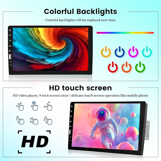 9 Inch Car Radio Single Din Car Stereo 1080P Touch Screen with Backup Camera Mic Bluetooth Hands-Free Call FM Car Audio Multimedia Car Audio Support Mirror Link SWC USB EQ