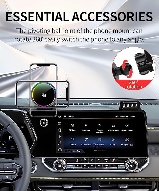 Qi2.2 25W Magnetic Car Mount Charger for 2023 2024 2025 2026 Chevrolet Colorado Accessories, for Fast Charging Cell Phone Holder 11.3 Inch Screen Fixed Clip with Cooling Fan＆54W Fast Adapter