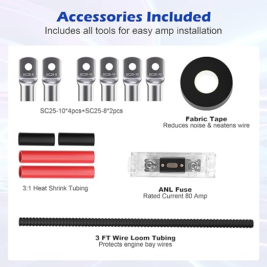 4 Gauge Complete Amp Wiring Kit, Premium Car Amplifier DIY Installation Kit, 1200W High Power CCA Cable with Fuse Holder& Full Accessories for Car Truck/RV/ATV Audio Systems Radio Subwoofer Speaker