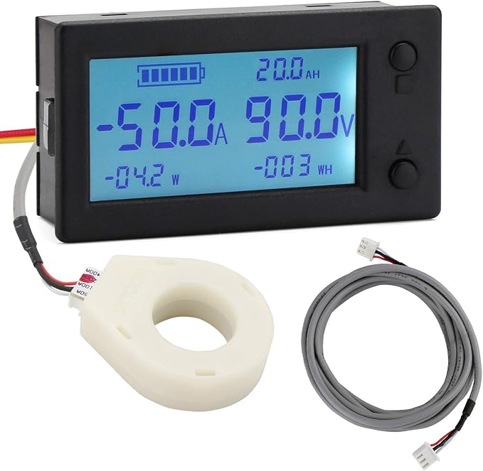 DROK DC Battery Monitor 0-300V 200A with 0.5m or 2.5m Shilded Wire Bundle