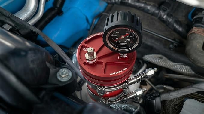 AutoLine Pro 2" (51mm) Premium BoostCap Turbo Boost Leak Tester - 6061 Billet Aluminumst Cap - 30 PSI Gauge - Detects Intercooler, Charge Pipe & Intake Leaks