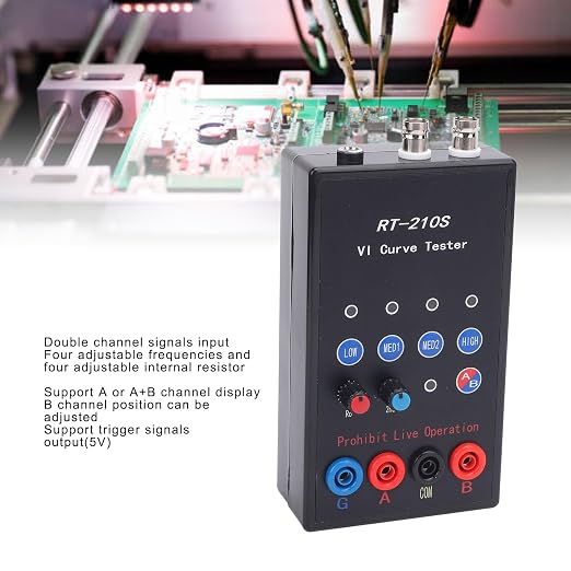 Cryfokt Handheld ASA VI Curve Tester, A B Double Channel 210S VI ASA 4 Level Circuit Board Test Repair Tool, 40Hz, 350Hz, 2kHz, 14Hz, Flexible and Adjustable