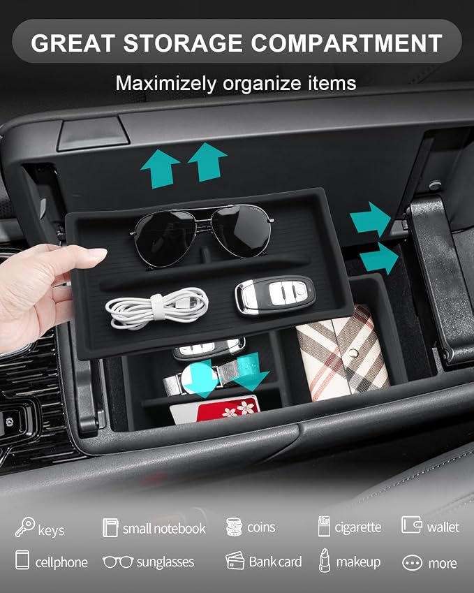 CDEFG Upgraded 2Pcs for 2026 Lexus RX Center Console Organizer for 2023-2025 2026 Lexus RX (350h/450h/500h) Accessories Middle Console Organizer Armrest Storage Box