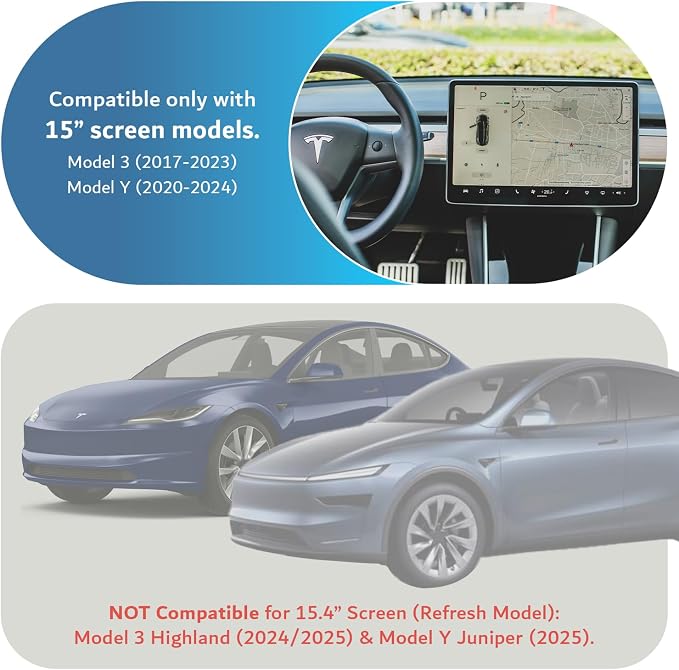 TUDIA Center Console Tray for Tesla Model 3 (2021-2023) / Model Y (2021-2024) + 2-in-1 Snap-On Tempered Glass 15" Screen Protector Case for Model 3 (2021–2023) & Model Y (2020–2024) Bundle Set