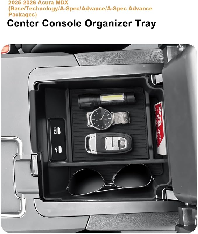 2026 Acura MDX Center Console Organizer - For 2025-2026 MDX Console Organizer Armrest Box Storage Tray - Compatible with 2025-2026 Acura MDX(Base/Technology/A-Spec/Advance/A-Spec Advance) Accessories