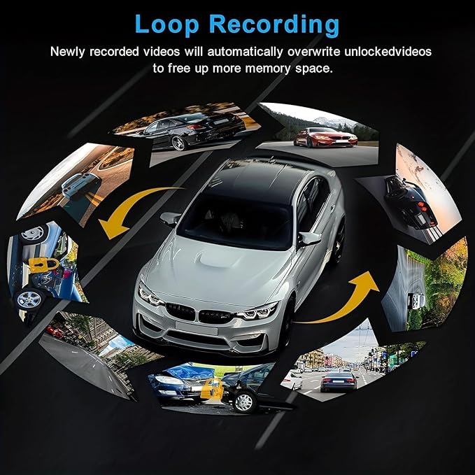 Dashcam Front and Inside,Car Camera Dash Cam for Cars,Driving Recorder with IR Night Vision,Loop Recording,Wide Angle Lens,3.16 Inch IPS Screen,Parking Mode (Black)