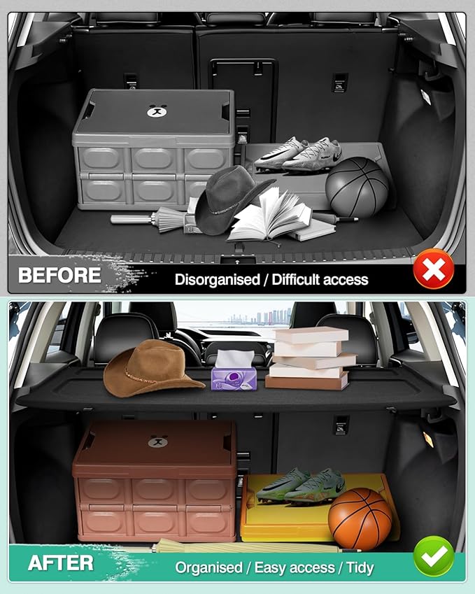 Powerty Cargo Cover for 2022 2023 2024 2025 Volkswagen VW Taos Accessories Trunk Cover Trunk Shielding Shade Cargo Luggage Cover Black (Can Withstand The Load)