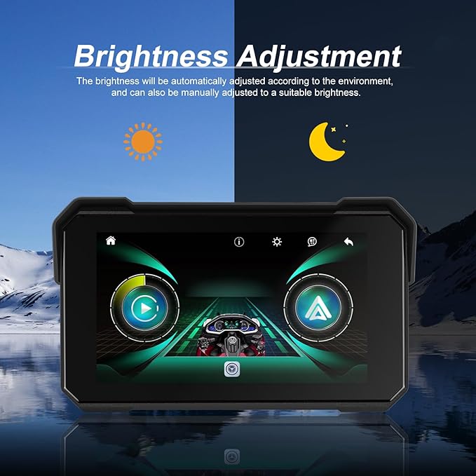 CAMECHO Wireless Motorcycle CarPlay & Android Auto 5 inch Touch Screen Waterproof Portable Moto Car Play Screen with Bluetooth, Navigation, Siri, Google Assistant for Motorbike