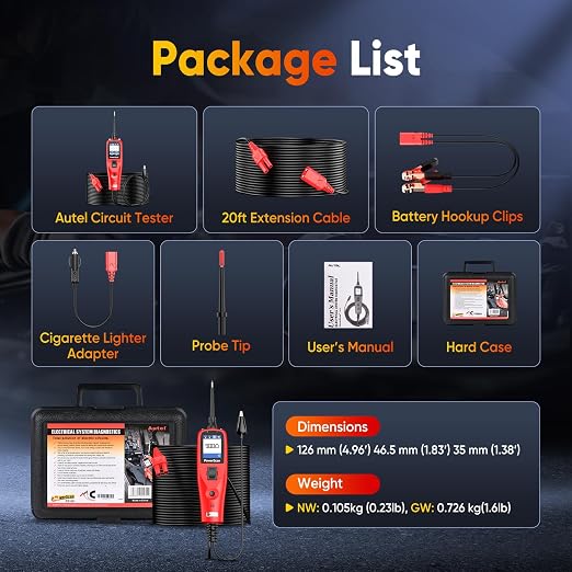 Autel PowerScan PS100 Power Circuit Probe Kit 2026, 12V 24V Automotive Electrical Wire Tracer Circuit Relay Tester, Breaker Short Finder Digital Multimeter, Ground Check Activate Component, 40ft Cable