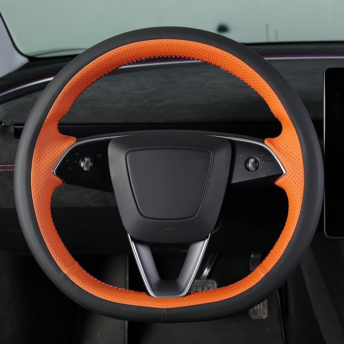 MEWANT DIY Stitching 3D Style Steering Wheel Cover Wrap for Tesla Model 3 Highland 2023-2025/Model Y 2025 Highland for Tesla Model 3/Model Y Accessories(3D Style)