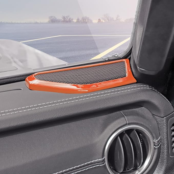 RT-TCZ A Pillar Speaker Trim Cover & Roof Speaker Audio Trim Cover Ring Kit Decoration Interior Accessories for Jeep Wrangler JL JLU & Gladiator JT 2018-2022,Orange